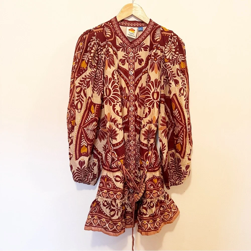 Anthropologie Brown and Tan Patterned Mini Dress - Picture 5 of 9